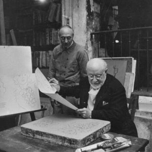 Анри Матисс и Фернан Мурло с литографическим камнем