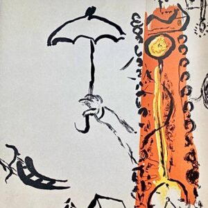 Марк Шагал. Литография «Зонт и часы», 1957